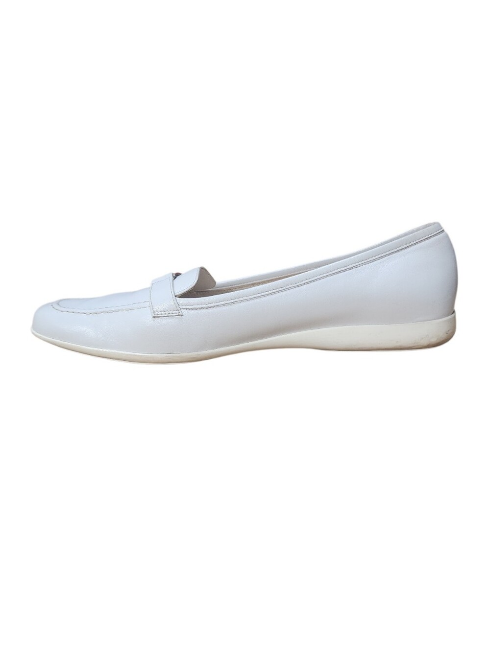 Salvatore Ferragamo Boutique White Leather Loafers Flats 8.5B Italy - Picture 5 of 14